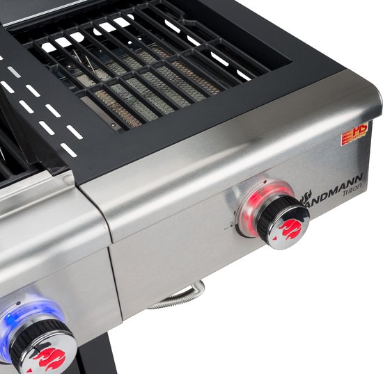 Landmann Triton MaxX PTS 4.1 Barbecue - Gas - Gietijzeren Roosters - Zilver - 4 Pits - Gas BBQ - Gasbarbecue