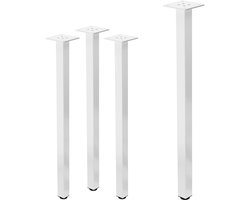 ML-Design I-Design meubelpoten set van 4 tafelpoten 72 cm wit stalen vierkant profiel 4x4 cm in hoogte verstelbaar metalen kastpoten onderstelvoeten voor meubels slaapbanken tafellopers banken banklopers industrieel ontwerp
