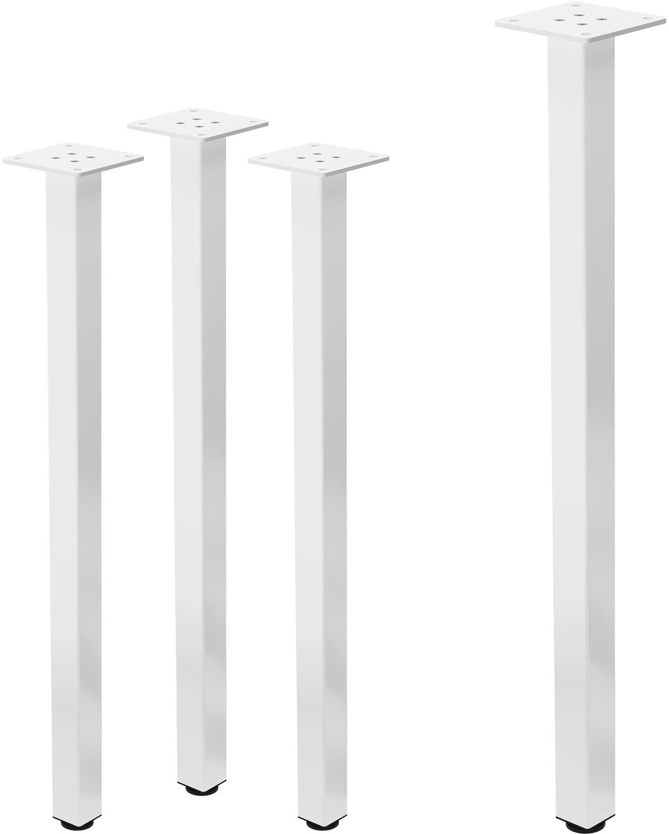 ml-design I-Design meubelpoten set van 4 tafelpoten 72 cm wit stalen vierkant profiel 4x4 cm in hoogte verstelbaar metalen kastpoten onderstelvoeten voor meubels slaapbanken tafellopers banken banklopers industrieel ontwerp