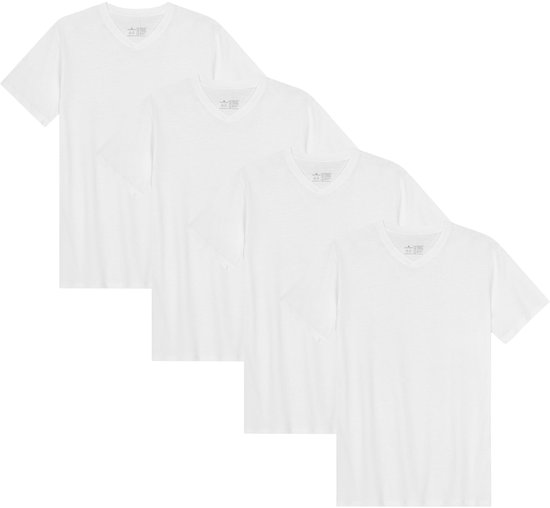 T-shirt DANISH ENDURANCE pour homme - Col V- Wit - Lot de 4 - XL