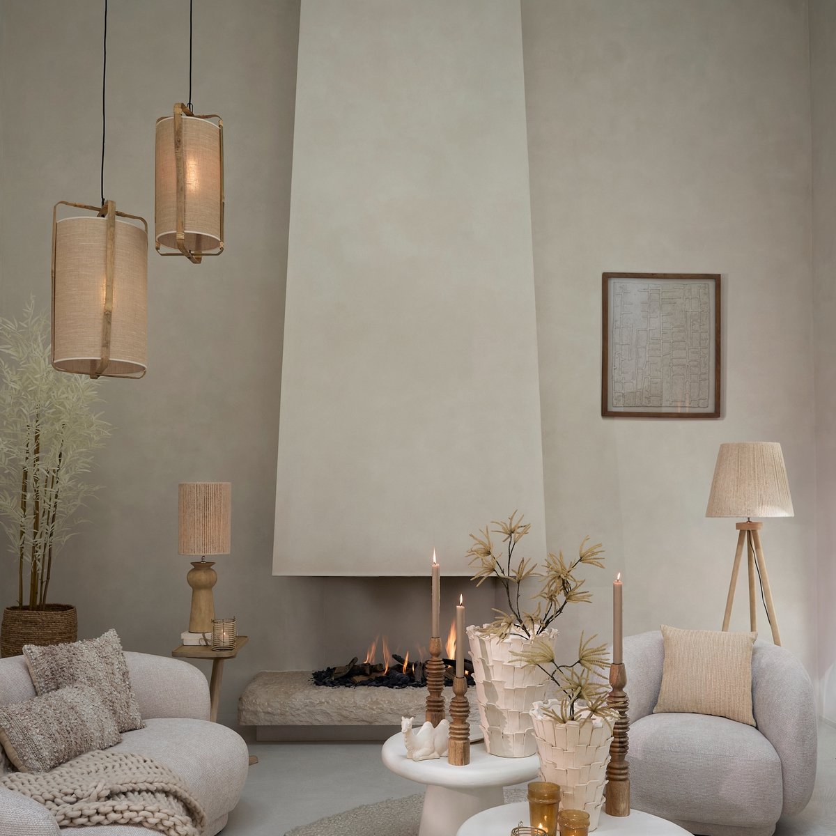 Light & Living - Hanglamp Sendai - Ø42x70cm - Bruin
