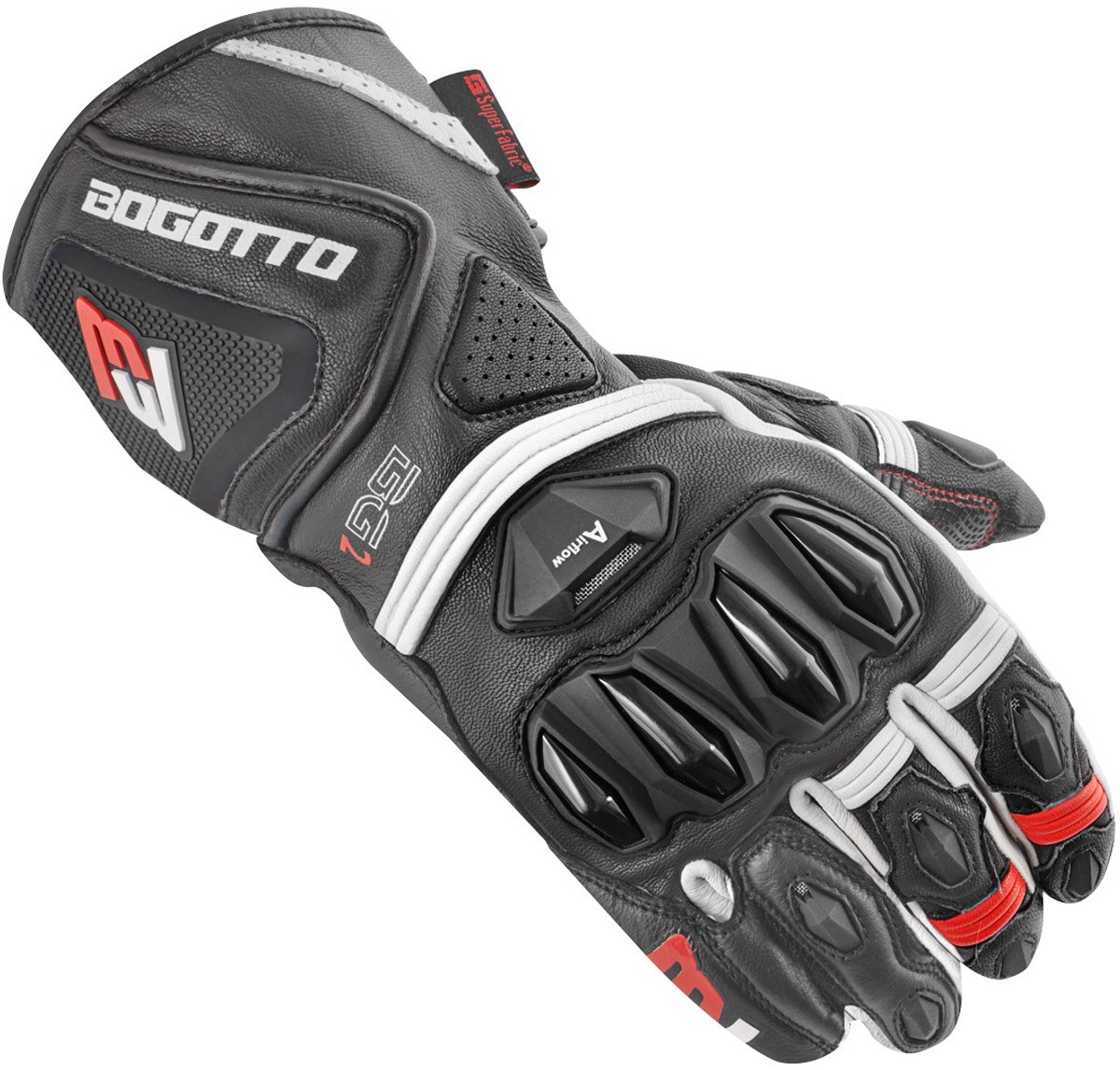 Bogotto Monza Geperforeerde Zwart Rood Wit Handschoenen - Handschoen