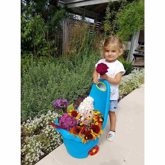 Bayo - multifunctionele speelgoed trolley Daisy 60 cm - roze kinder tuinkar - opbergkar met handgreep - speelgoedemmer met wielen - kunststof transportkar van Bayo — afbeelding 3