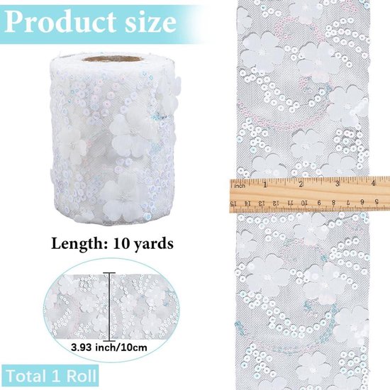 3 meter Bloemen Venetië Kant Rand Trim Lint 90 mm Breedte Vintage