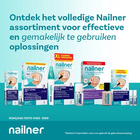 Nailner Kalknagelkwastje Multi-Action 5 ml met kleurverbeterend effect - Kalknagelbehandeling voor Kalk en Schimmelnagel, Medische hulpmiddelen om Kalknagels te behandelen en voorkomen, effect binnen 1 week, zonder te vijlen, voor dagelijks gebruik