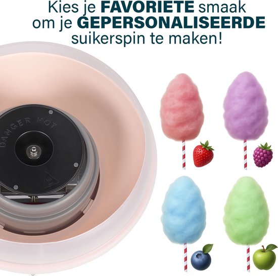 Princess 292990 Suikerspinmaker - Suikerspinmachine - 500 W - Met 10 stokjes en maatlepel - Kinderfeestje - party - Roze - BPA vrij - Cotton Candy - Pink