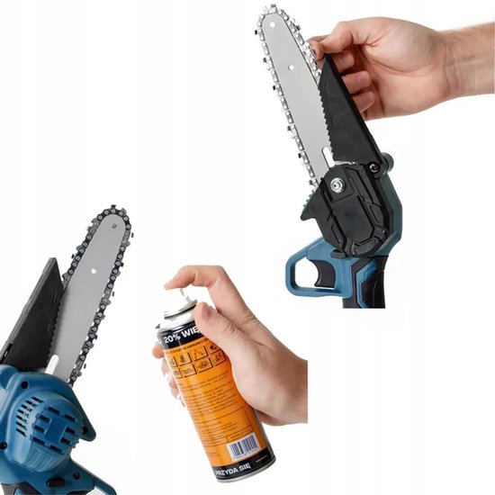 6 inch draadloze kettingzaag 2x 21V 1500 mAh oplaadbare mini -kettingzaag met batterij, elektrische zagen voor snijden, voor tuin, hout en takken — afbeelding 4