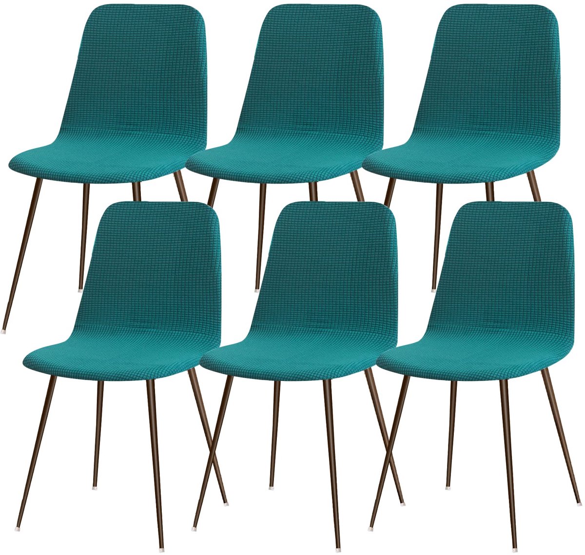 Ibenzoa Verstelbare Stretch Stoelhoezen Set van 6 voor Eetkamerstoelen met Elegant Jacquard Design groen