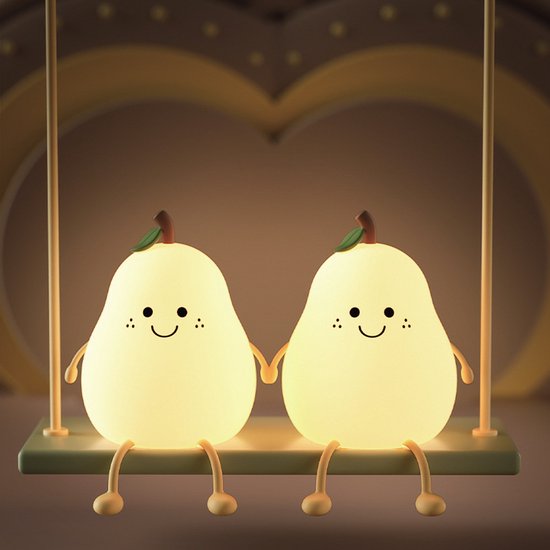 Kinder nachtlampje - Timer - veilig voor kinderen - USB oplaadbaar - LED - Peer - RGB kleuren - Dimbaar van Merkloos — afbeelding 5