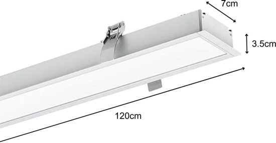 Réglette Encastrable LED 120cm 35W Blanc - Blanc Neutre 4000K - 5500K