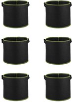 Set van 6 - Plantenkweekzakken - voor Binnen en Buiten - Planten groeizak - Kweekzak - 3 Gallon - 25x22 CM - Zwart - Niet-geweven stof - Plantenzak - met riemen handgrepen voor bloemen groenten