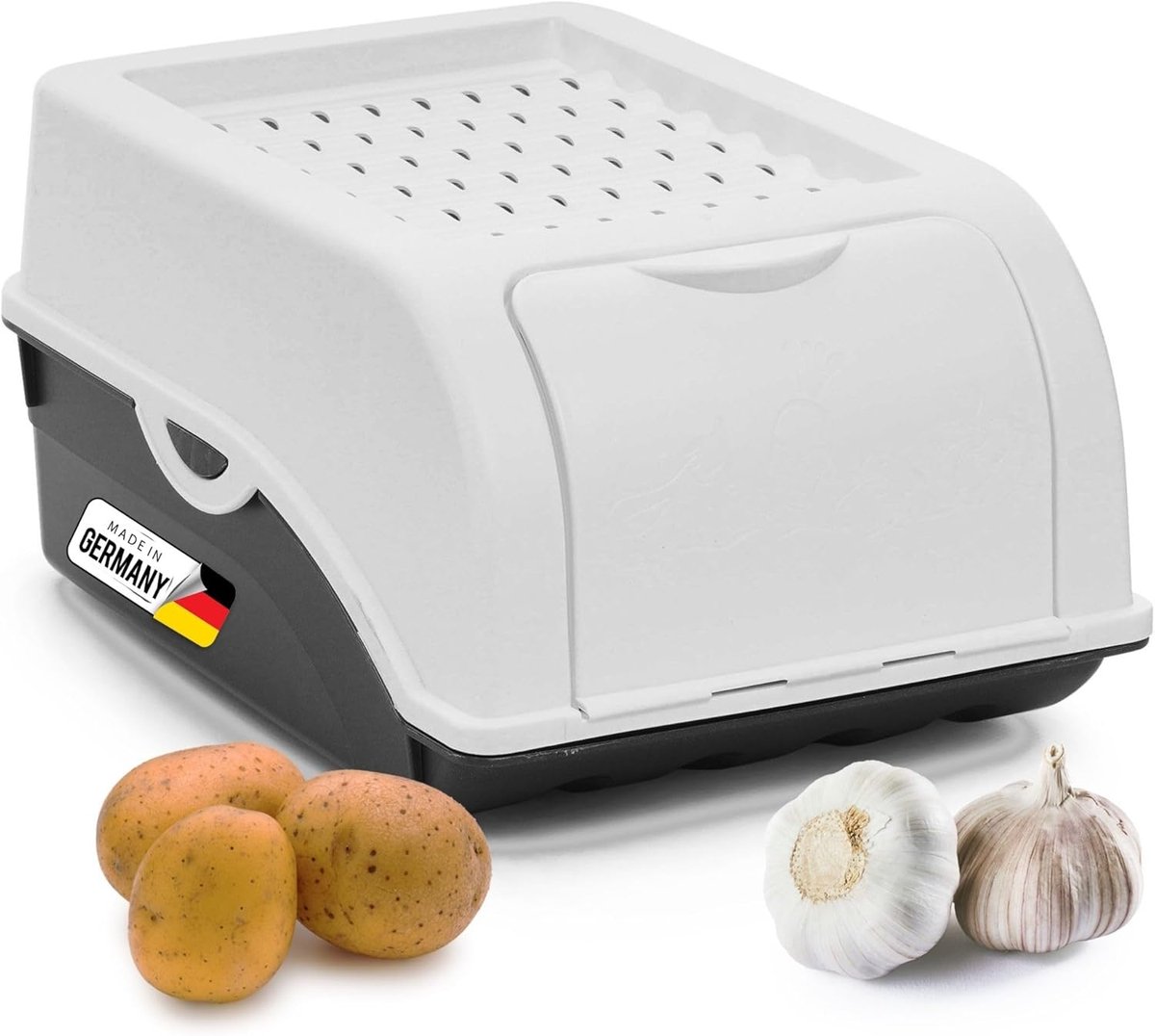 Aardappelbewaardoos | klein 3,5L | Wit | Uiendoos | Groentebox stapelbare aardappelbox uienopslag aardappelmand fruitcontainer aardappelbox voedselopslagcontainer wortels
