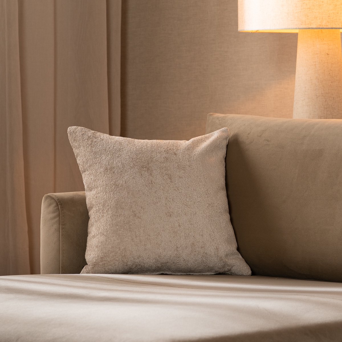 Bronx71® Sierkussen Juna chenille stof wit/beige 45 x 45 cm