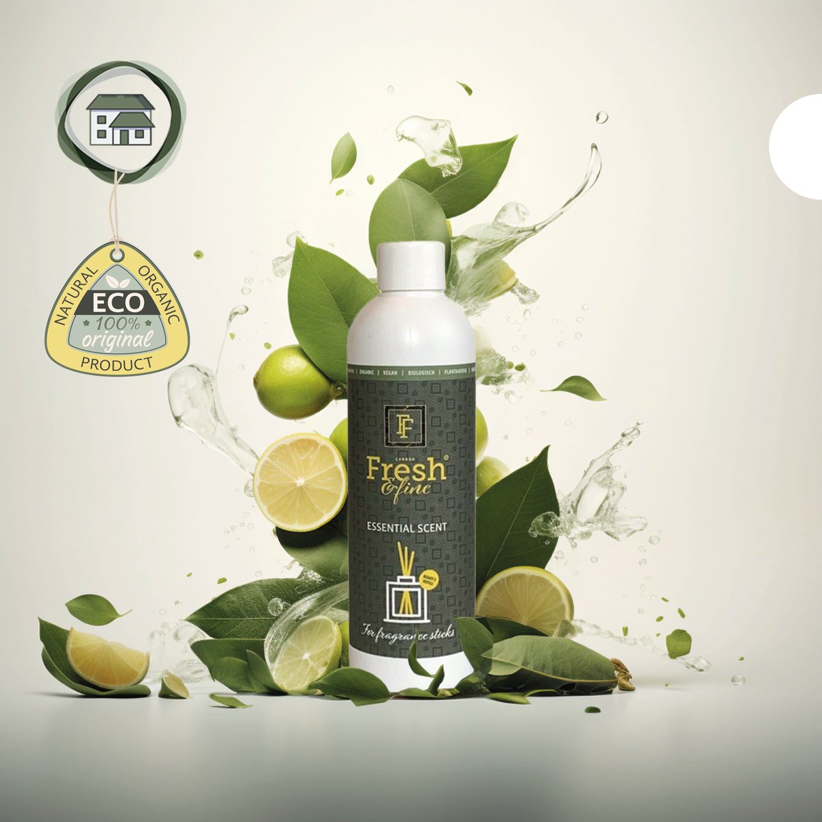 Fresh&Fine Geurvloeistof voor Geurstokjes – Essential Blend (Na)vulling 250 ml – Natuurlijke olie met 37 essentiële oliën – Luchtzuiverend & geurverwijderend