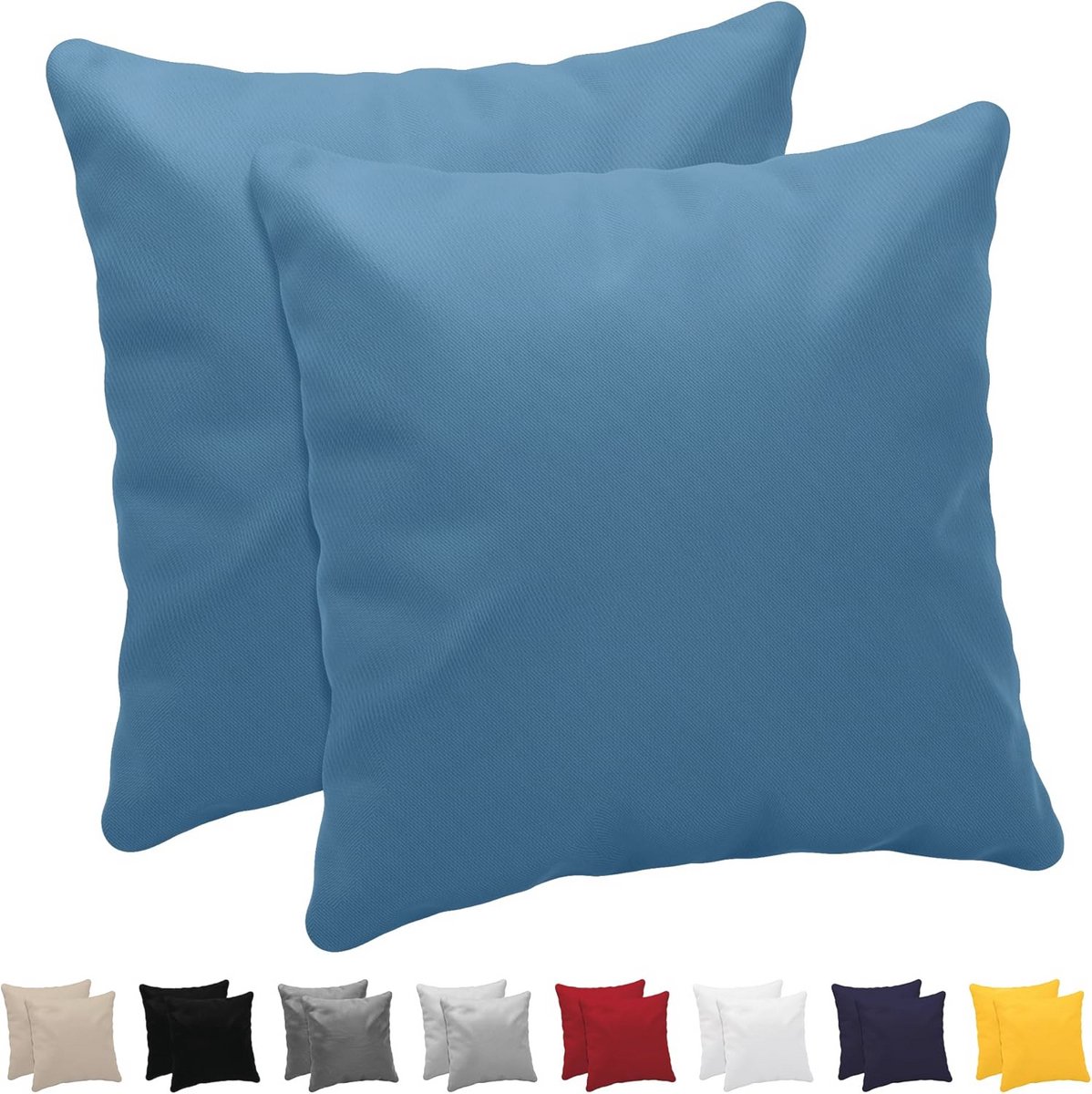 Kussenslopen 30x30 cm - 100% katoen, hypoallergeen en duurzaam - Set van 2 - Blauw