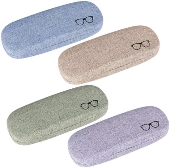 Juyibaao 2 stuks Brillenetui Hardcase van PU-leer met brilbandjes en microvezeldoekjes, harde behuizing brillenkoker voor zonnebril, leesbril, sportbril voor dames en heren, zwart/bruin., Eén maat