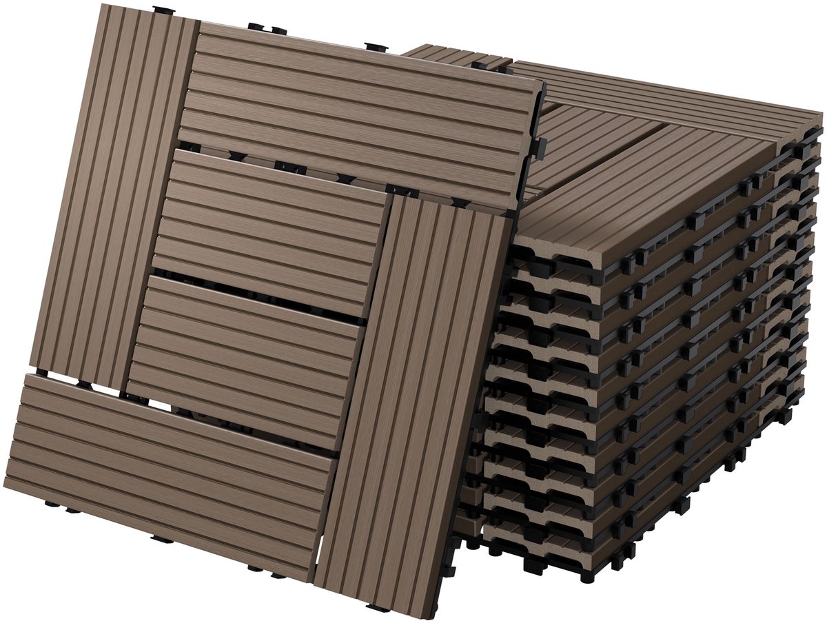 Ecd Germany Wpc Terras Tegels 30x30cm 44er Spar Set Voor 4m²