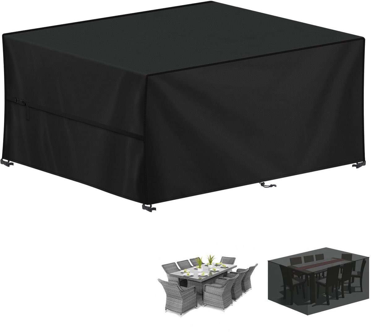 Ibenzoa Tuinmeubelhoes voor All-Weather Bescherming met 420D Oxford Stof en PU-Coating, 250 x 180 x 100 cm zwart