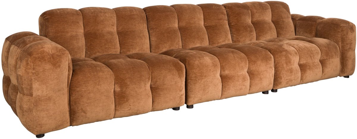 Dutchbone Hackman 4,5-zitsbank Velours Cognac Bruin