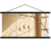 Posterhanger incl. Poster 90x45 cm - Schoolplaat - Beige - Paastak - Eieren - Textielposter - Zwarte latten