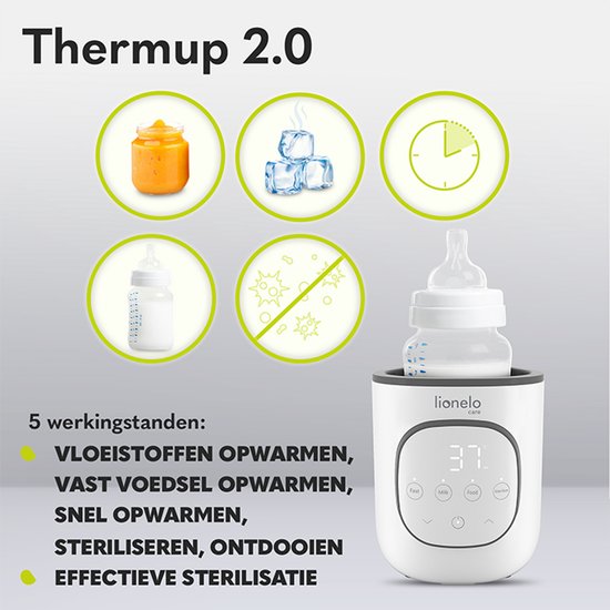 Lionelo Thermup 2.0 Flessenwarmer 5in1 - Verwarming van vloeistoffen en eten - sterilseren en ontdooien - BPA-FREE - Overhittingsbeveiliging - Thermostaat - Automatische uitschakeling bij watertekort van LIONELO — afbeelding 4