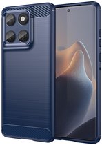 Mobigear Hoesje geschikt voor Motorola Edge 60 Fusion Telefoonhoesje Flexibel TPU | Mobigear Brushed Slim Backcover | Edge 60 Fusion Case | Back Cover - Blauw