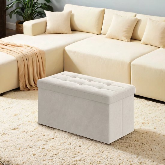 Bedbank met opbergruimte Fluweel MARRAY 90 x 200 cm Lichtgrijs