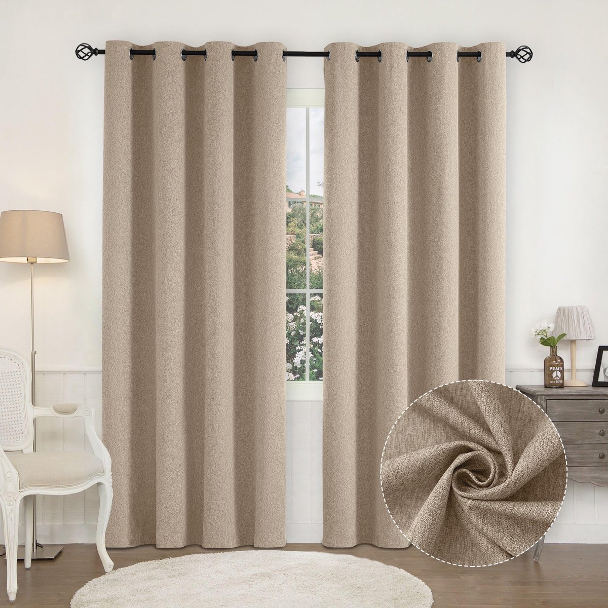 Ibenzoa® Stijlvolle Verduisteringsgordijnen in Linnenlook voor Optimale Privacy en Comfort