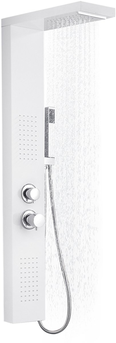 Aufun Douchepaneel Roestvrijstaal Douchesysteem met Regendouche, Regendouchezuil, Massagedouche, Douchekolom Set met Handdouche voor Badkamer Douche, Wit