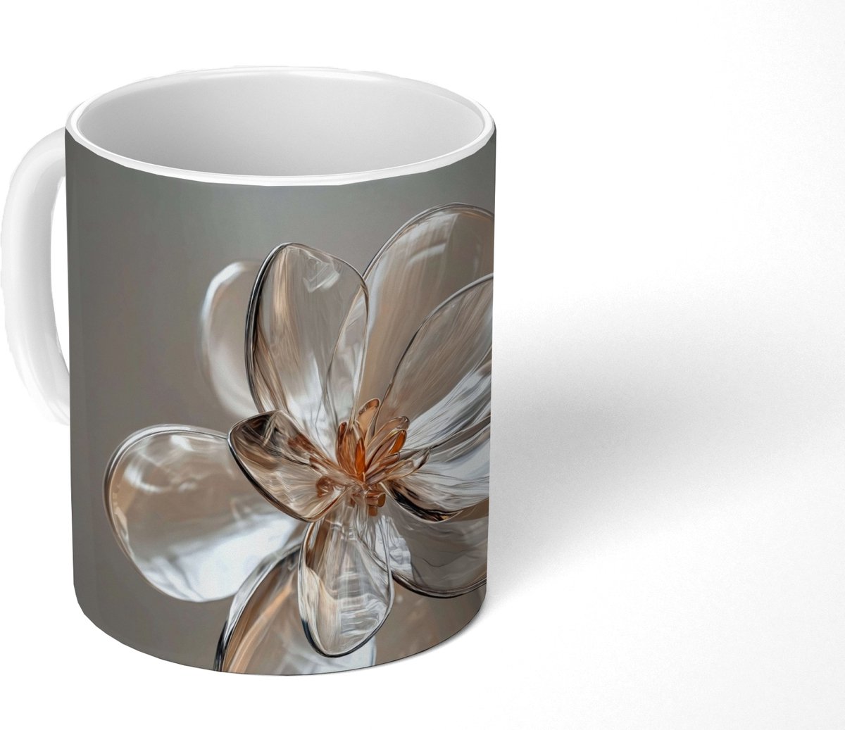 Mok - Koffiemok - Bloem - Glazen - Doorzichtig - Mokken - 350 ML - Beker - Koffiemokken - Theemok