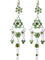 Behave® Oorbel hanger bloem groene steentjes 8 cm