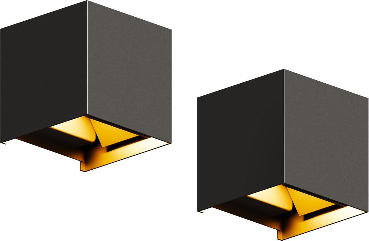 Bol.com Wandlamp - 2 pack - Werkt op netstroom - 3000K - Voor binnen en buiten - Buitenlamp - Vivid Green aanbieding