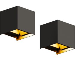 Vivid Green Wandlamp 2 stuks - Geschikt voor binnen en buiten - Buitenlamp - Industrieel - Wandlampen - Zwart