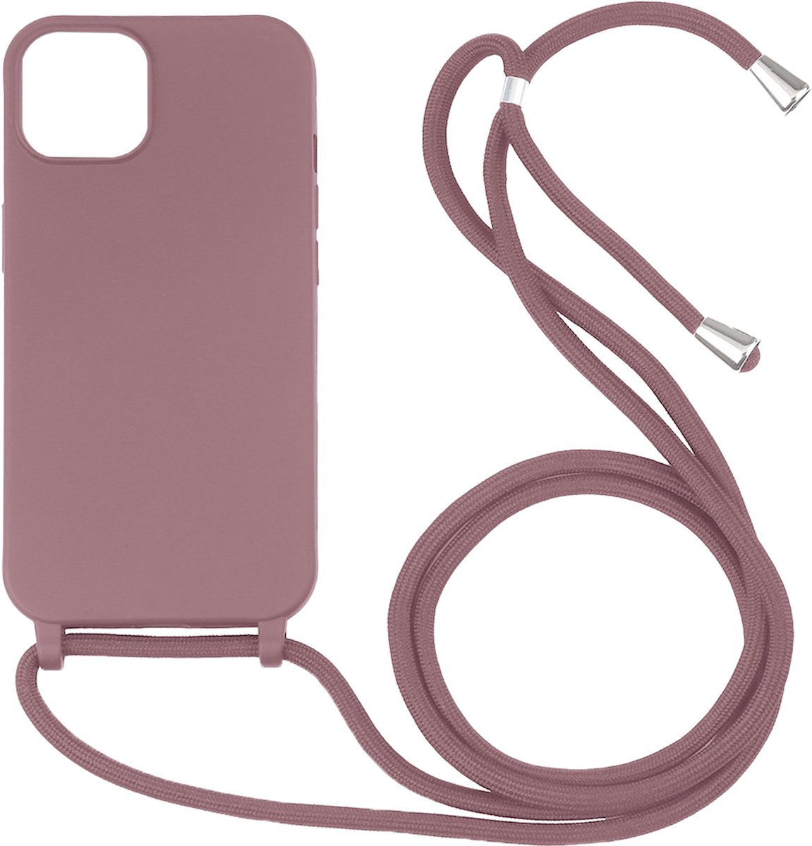 Hoesje geschikt voor iPhone 16e - Backcover - Koord - Softcase - Flexibel - TPU - Oudroze