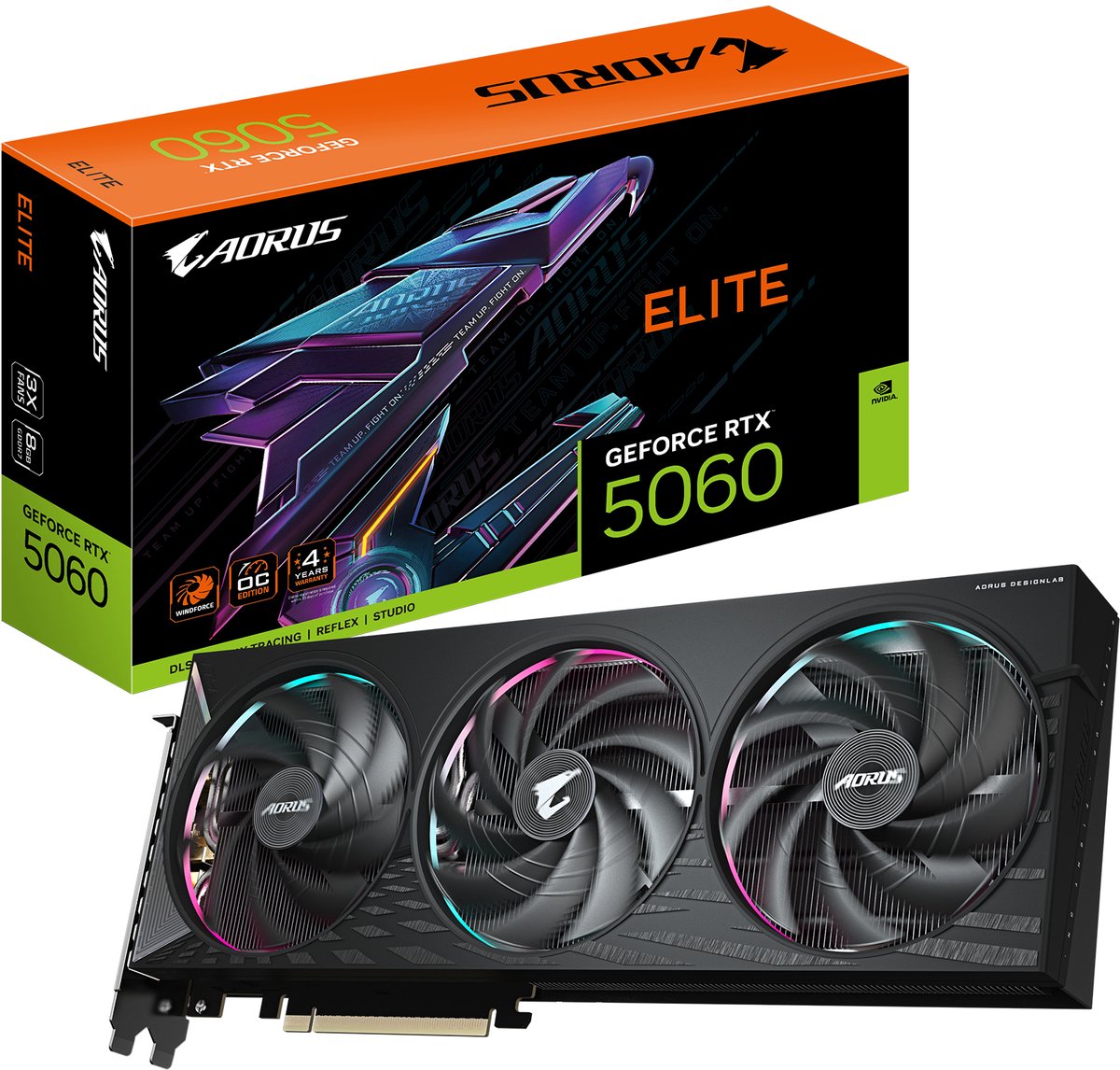 GIGABYTE AORUS GeForce RTX 5060 ELITE 8G grafische kaart