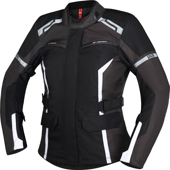 IXS Evans-ST 2.0 Waterdichte Dames Touring Zwart Grijs Wit Textiele Motorjas - Maat XXL - Jas