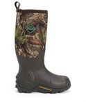 Bruine Muck Boot Woody Max laars met camouflageprint en Muck Boot merknaam.