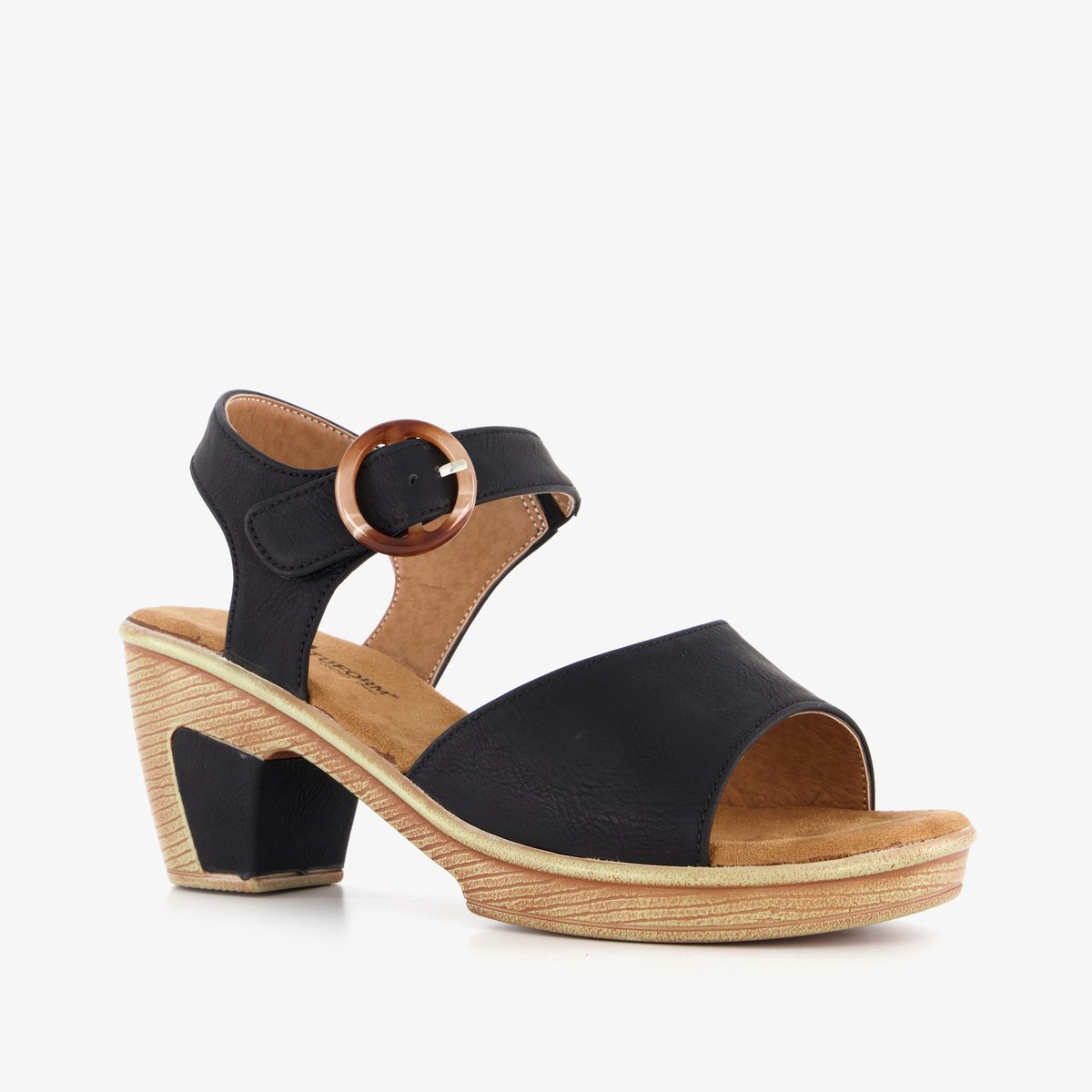 Natuform dames sandalen met hak zwart - Maat 37