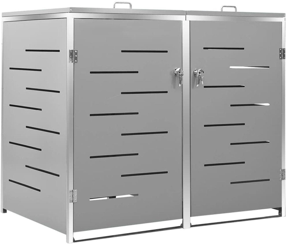 Kliko ombouw - UV-bestendig - Container - Berging - 2 Afvalbakken - Roestvrij staal - Weerbestendig - Grijs