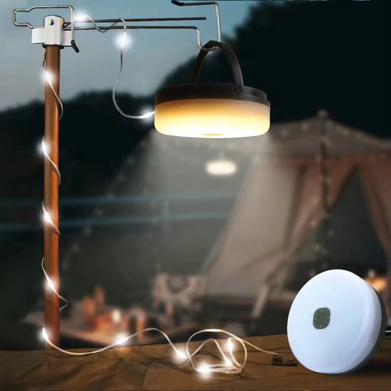 Camping lamp met zonnepaneel/solar 12 meter helder wit waterdicht IP44 met afstandsbediening