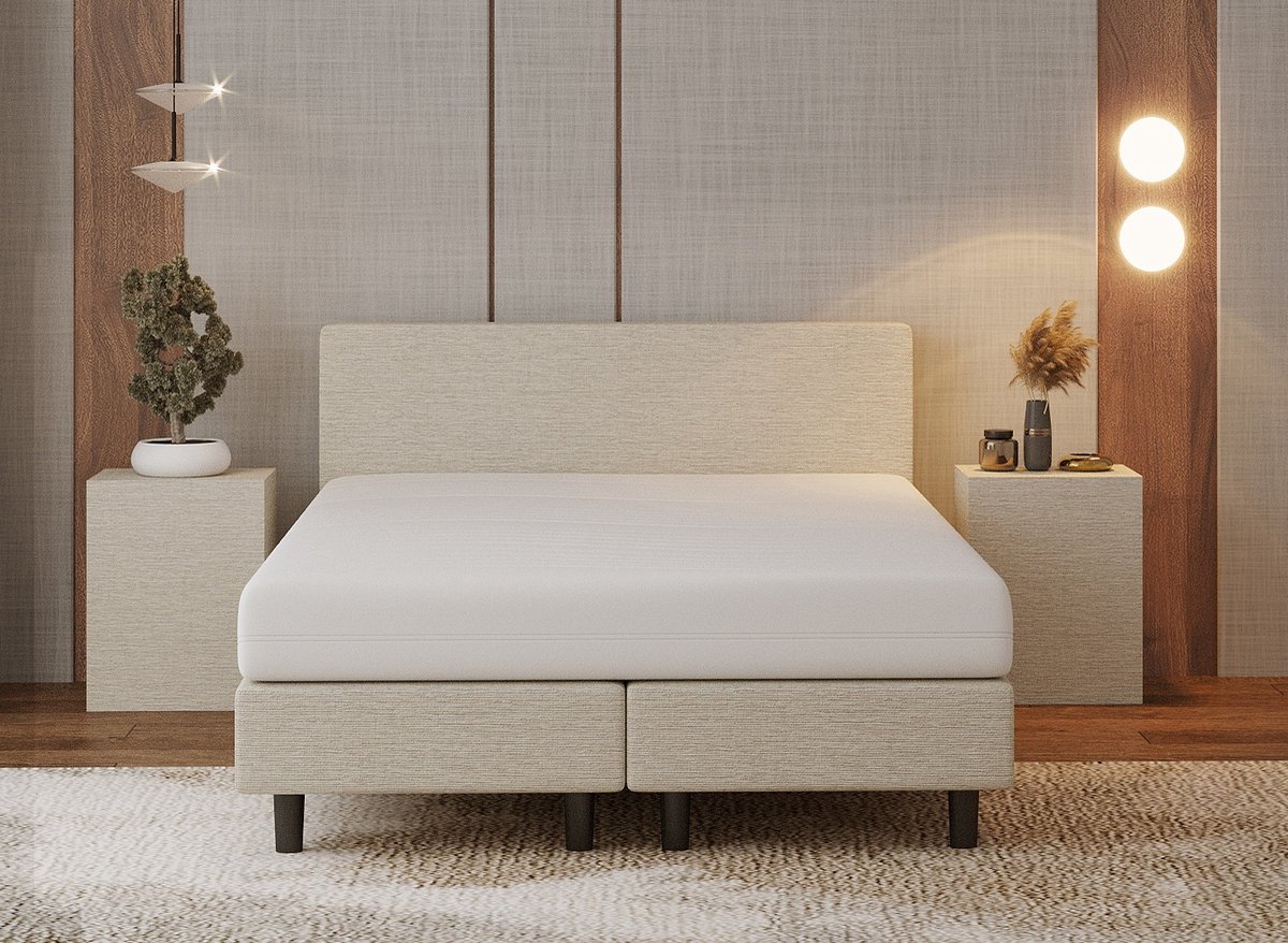 Nessa® Bjorn Boxspring 140x200 Crème met Pocketvering Matras - Product - €499,00