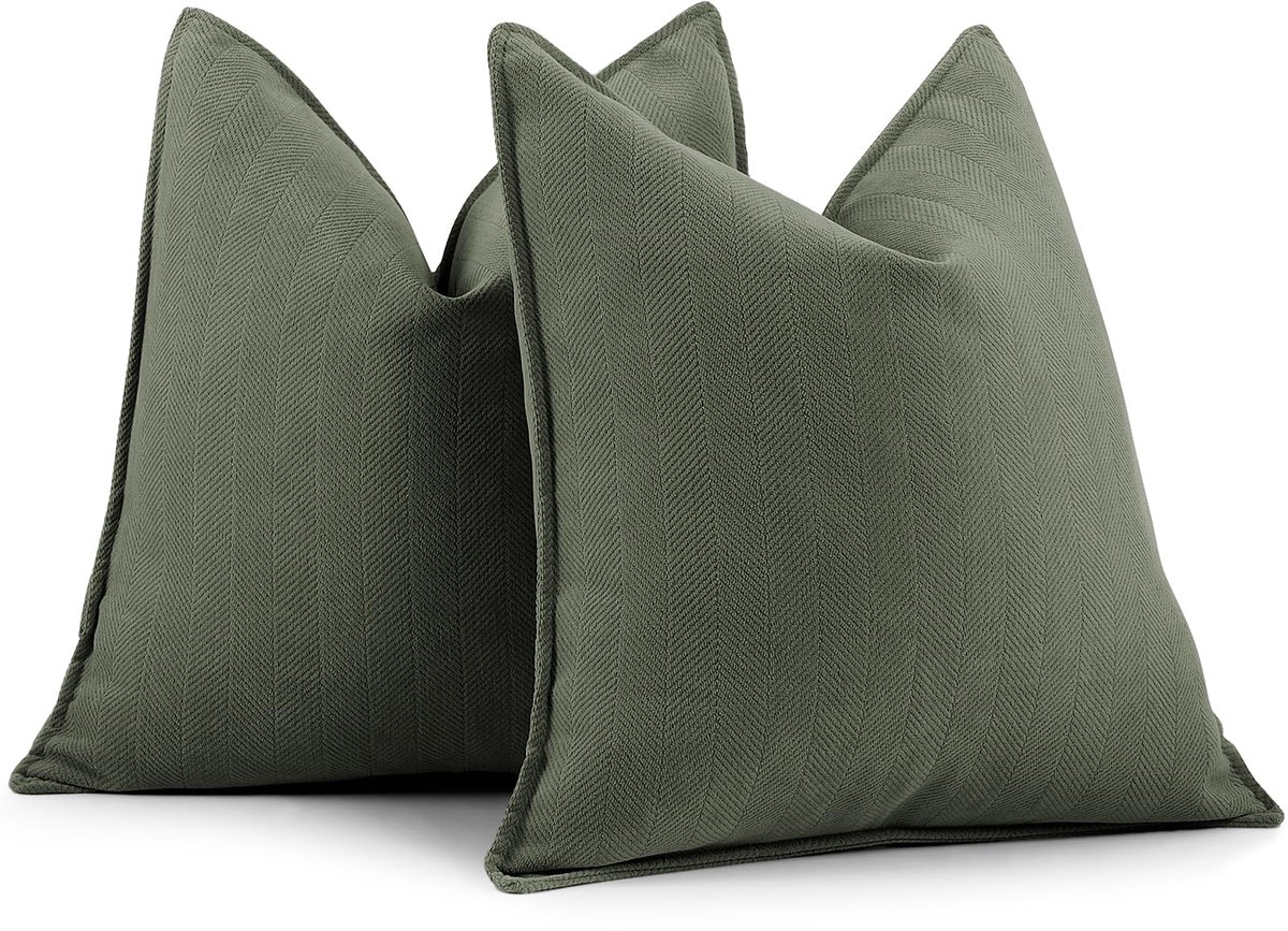 Unyqoos ® Zachte Chenille Sierkussenslopen voor Luxueuze Woon- en Slaapkamerdecoratie, Set van 2, 50 x 50 cm groen