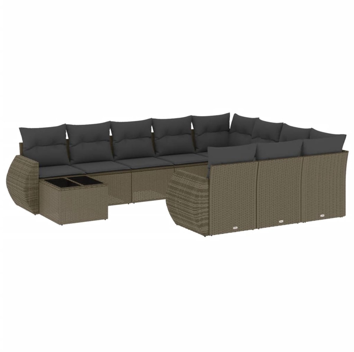 The Living Store 11-delige Loungeset met kussens poly rattan lichtgrijs - Loungeset - Tuinmeubles - Lounge Set - Buitendecoratie - Tuinontwerp