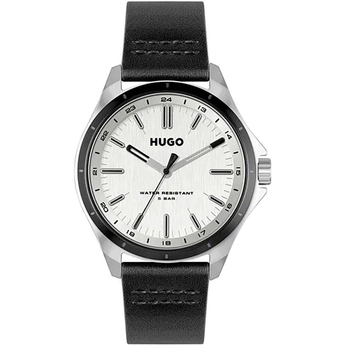 Hugo Boss Zwart Leren Horloge Met Analoge Wijzerplaat