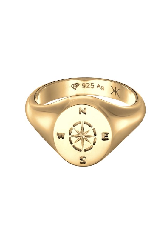KUZZOI Ring Homme Sceau Boussole Homme en Argent Massif 925