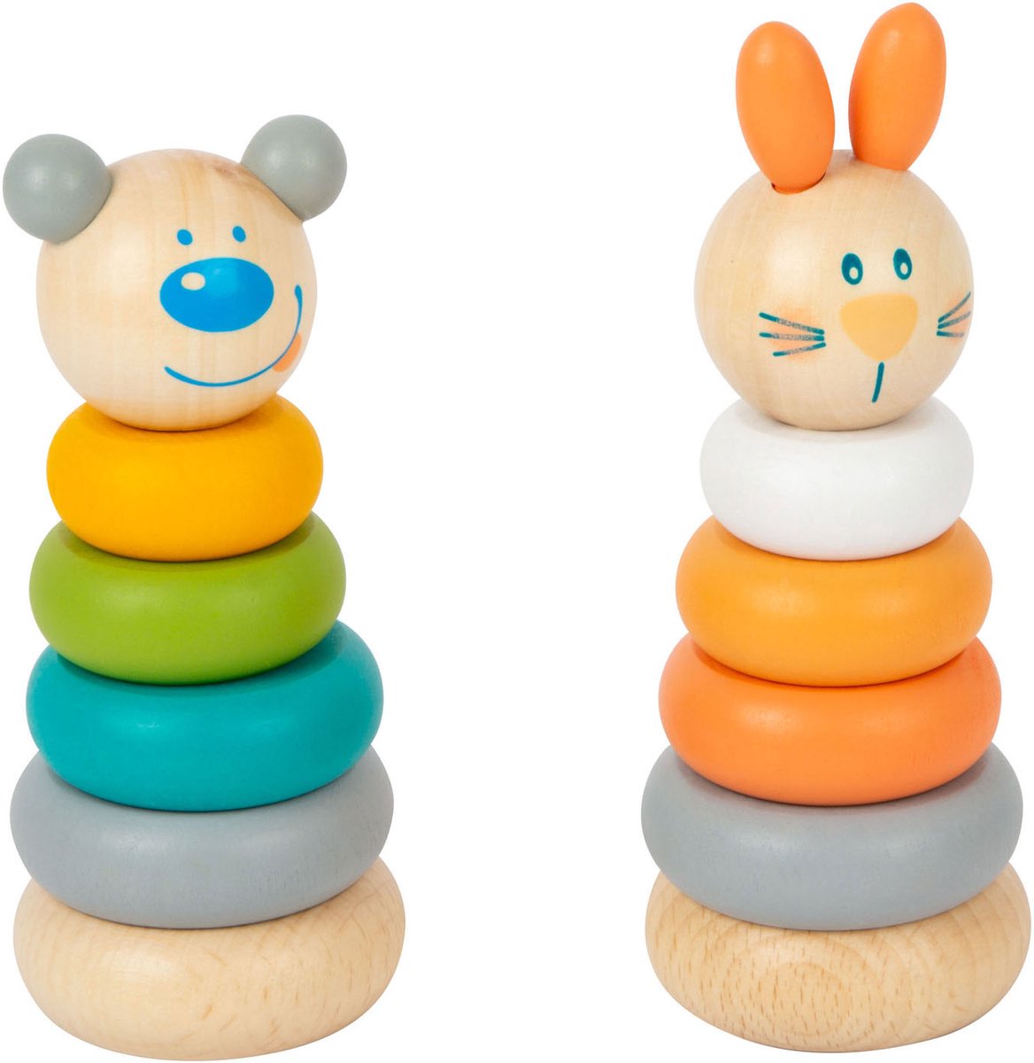Small Foot - Houten Stapeltoren Dier Pastel, 6dlg.