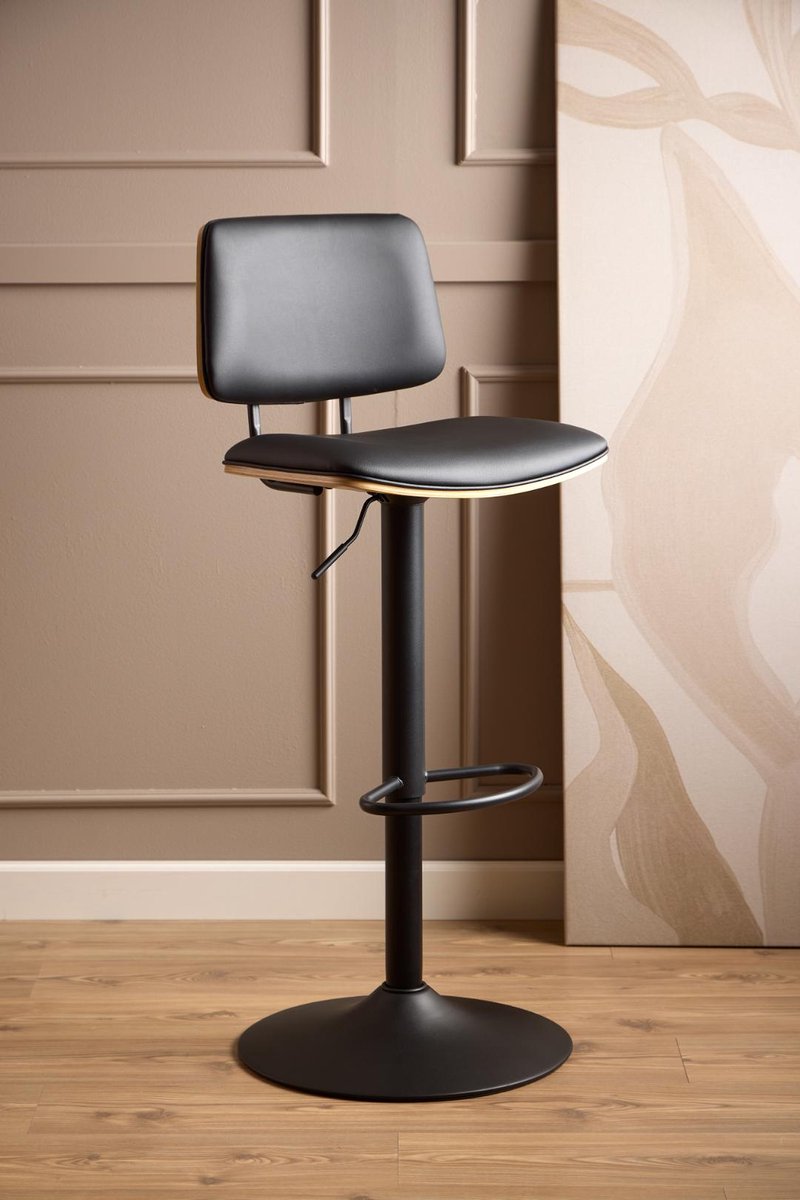 Giga Living Barkruk Muris - Zwart PU Leer - Zithoogte 85cm