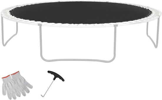 Vervangende Trampolinemat, Universele Springmat voor 14ft Rond Trampolines, Versterkte UV-bestendige Mat met Veertool en Duurzame V-Ringen, Geschikt voor 5,5" Veerlengte