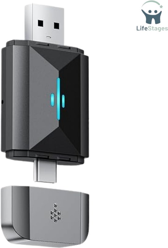 Podofo 4 64G Android 13.0 draadloze adapter, 2-in-1 draadloze Apple