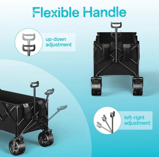 Opvouwbare handwagen voor kinderen tot 200 kg - multifunctioneel voor winkelen, kamperen en tuinieren van Relaxdays — afbeelding 4